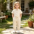 thumbnail image 2 of Curuila Children Girls Jumpsuits Short Sleeve Solid Color Lapel Button Down Bodysuits For Girls Summer Fashion Clothes White Size 3-4 Years, 2 of 6