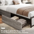 thumbnail image 2 of BELLEZE Full Size Bed Frame with Storage Headboard and 4 Drawers Under Bed, Sturdy Metal Platform Bed with Remote Control RGB LED Light and Ultra-Fast USB Type A/C Outlet, No Box Spring Needed-Grey, 2 of 7