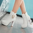 thumbnail image 3 of NECHOLOGY Botas Mujer Adulto Femenino Zapatos Botines para mujer Sexy Platform High Hell Girl Shoes Botines con tacones para mujeres Bottoms gruesos (White, 8.50), 3 of 4