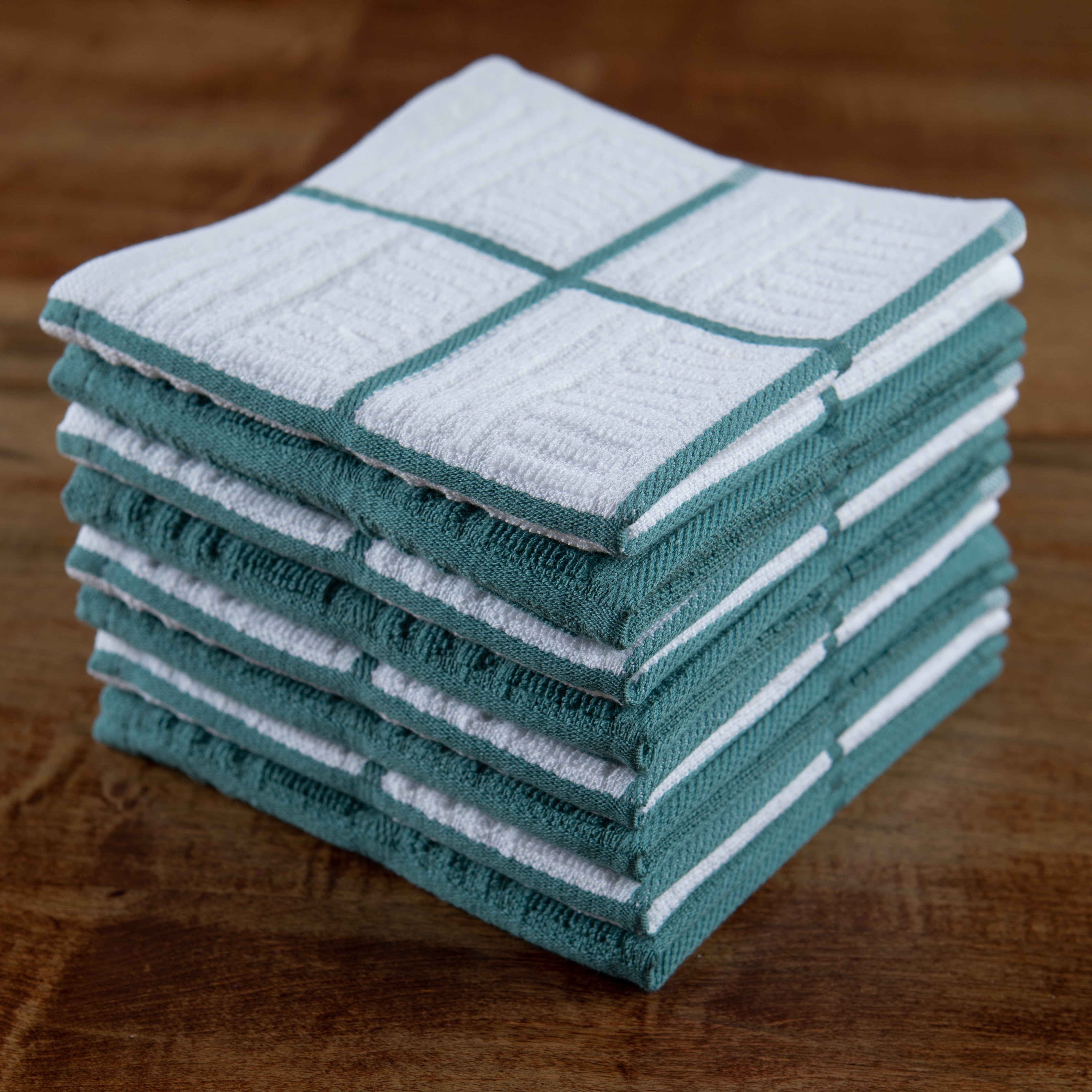 Sticky Toffee Kitchen Dishcloths Towels 100% Cotton, Set of 8, Blue and White Dish Cloth Towels, 12 in x 12 in