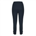 thumbnail image 4 of WIZUTIZ Womens Yoga Pants Capri Plus Size Trendy Slim Button Side Yoga Cropped Pants Spandex Elastic Mid Rise 3/4 Length Cropped Pants Solid Pants for Teen Girls Fitness Swimming Pool Blue, 4 of 5