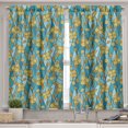 thumbnail image 2 of Ambesonne Floral Valance & Curtain, Pastel Tropical Flowers Art, 55"x45", Dark Turquoise Mustard, 2 of 7