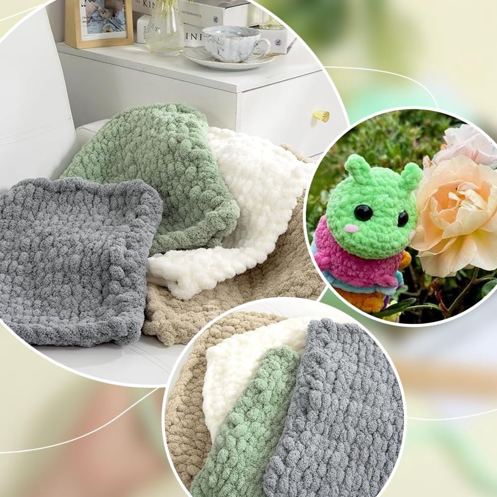 4 rolls Soft Crocheting Yarn Thick Knitting Yarn for Scarf bag Cushion Making Aquamarine 0.28~0.31 inch(7~8mm) 49.21 Yards(45m)/Roll
