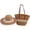 coffee color, variant on Women's Straw Totes and Hat Set, Stylish Striped Large Capacity Shoulder Bag, Summer Beach Sun Bucket Cap Tote Bags Set for Travel and Shopping