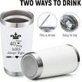 thumbnail image 3 of Set of 2 Wedding Engagement 40th Anniversary Tumblers for Couples Parents 20 OZ Stainless Steel Insulated Car Tumbler Travel Mug Mr Right Mrs Always Right 40 Years Anniversary Funny Present, 3 of 6