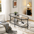 thumbnail image 3 of Alden Design Two-layer Modern Oval Glass Coffee Table for Living Room, 3 of 10