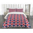thumbnail image 3 of Ambesonne Americana Quilted Bedspread Set 3 Pcs, Half Triangles, King Size, Red Dark Blue and White, 3 of 5