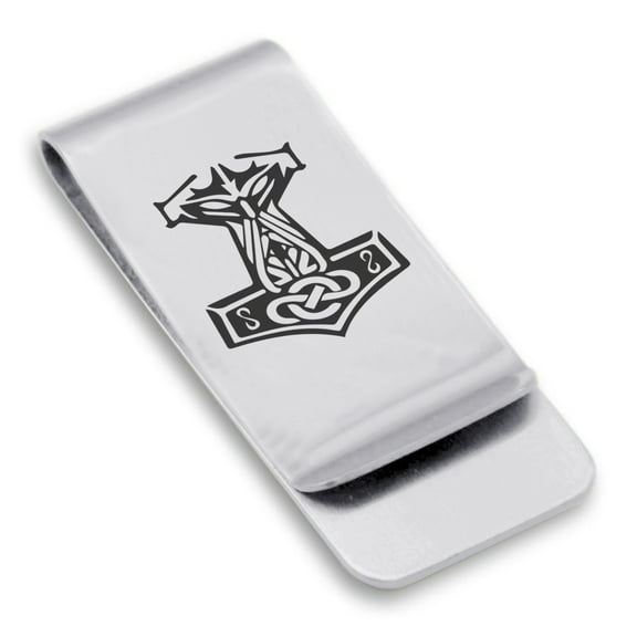 Stainless Steel Viking Mjolnir (Thor’s Hammer) Classic Slim Money Clip Credit Card Holder