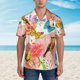 thumbnail image 2 of Balery Flowers And Birds Watercolor Camisas hawaianas de manga corta para hombre, camisas playeras de corte holgado, camisas de vacaciones con botones,Medium, 2 of 7