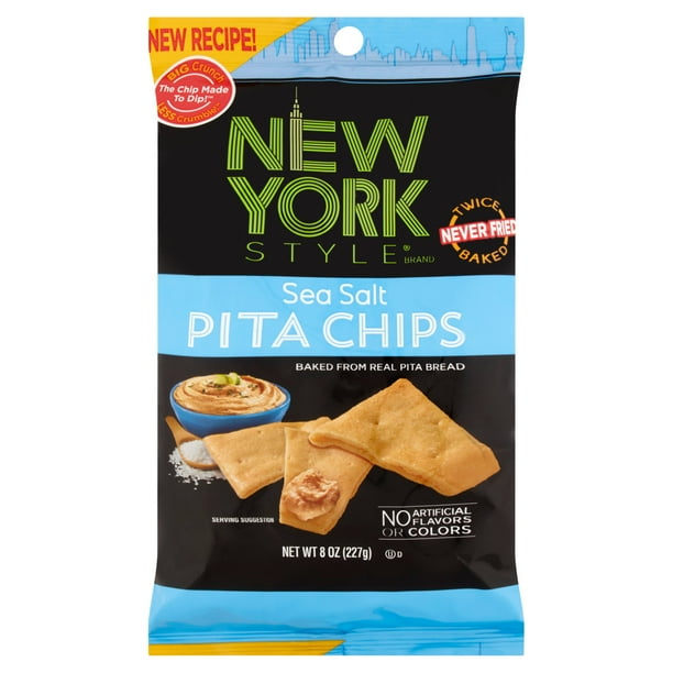 New York Style Sea Salt Pita Chips, 8 oz, 12 pack