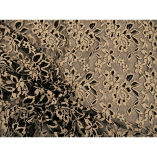Stretch French Lace Embroidered Floral Florence 58 Wide Fabric (Black) 