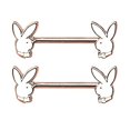 thumbnail image 1 of 1PairCuteRabbitNipplePiercingRingStainlessSteelBarNipplePiercingCartoonBunnyChestStudBodyJewelry, 1 of 5