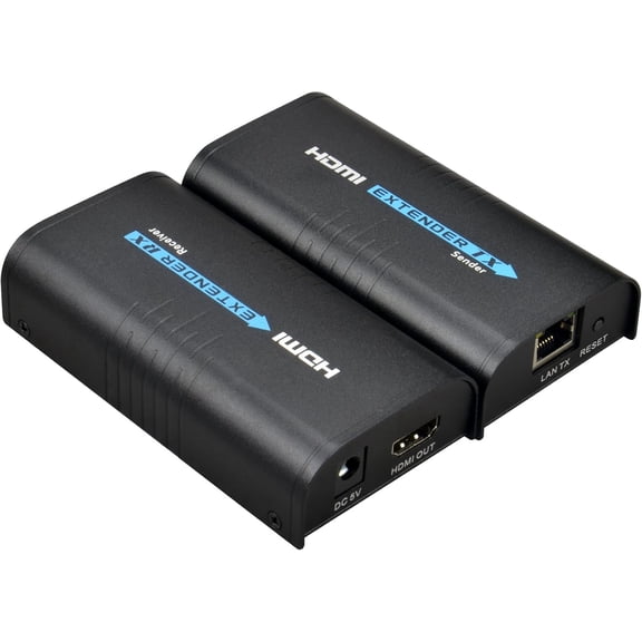 HDMI Extender 400ft, 1080P HDMI Over Ethernet Extender with 1 to Many Over IP LAN, Cat5 Cat6 Cable Compatible, Transmitter and Receiver