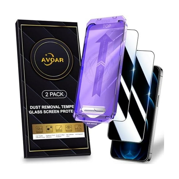 2 Pack for iPhone 12 Pro Max Privacy Screen Protector, [Automatic Dust Removal] [Drop Protection] 9H Full Screen Tempered Glass for iPhone 12 Promax 6.7" Bubble Free, Anti-Spy, Case Friendly
