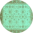 thumbnail image 1 of Ahgly Company Indoor Round Oriental Turquoise Blue Traditional Area Rugs, 6' Round, 1 of 4