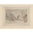 thumbnail image 2 of Thomas Rowlandson 18x14 Black Ornate Wood Framed Double Matted Museum Art Print Titled - Pall Mall at 4 o-Clock in the Morning (ca. 1780-1825), 2 of 5