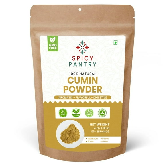 Spicy Pantry Cumin Powder (4 oz) – Ground Cumin Spice, 100% Pure & Natural, Finely Ground Jeera Powder, No Additives