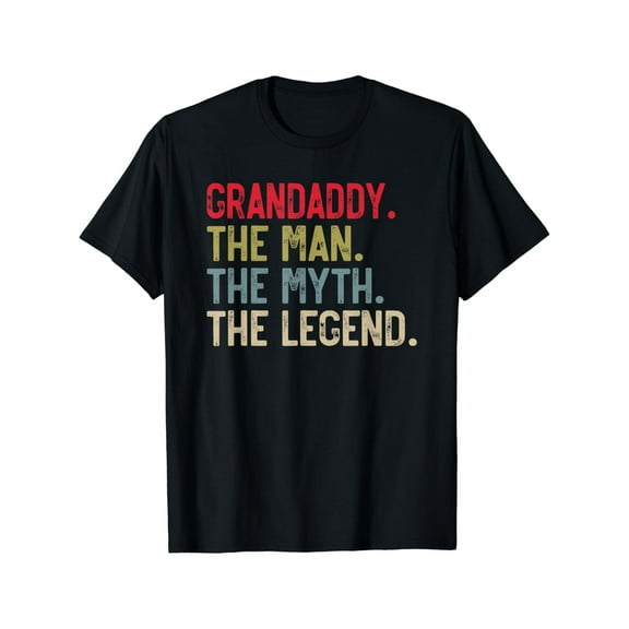 Grandaddy The for Man The Myth The Legend Funny Graphic T-Shirt - 100% Cotton, Crew Neck, Short Sleeve, Casual & Comfortable for Daily Wear, Work, or Family Gatherings, Fathers Day T Shirts