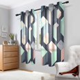 thumbnail image 2 of Yayeee Window Curtains Light Filtering 63"x52" Grommet Panel Pair Home Living Room Decor, Black Cubes, 2 of 7