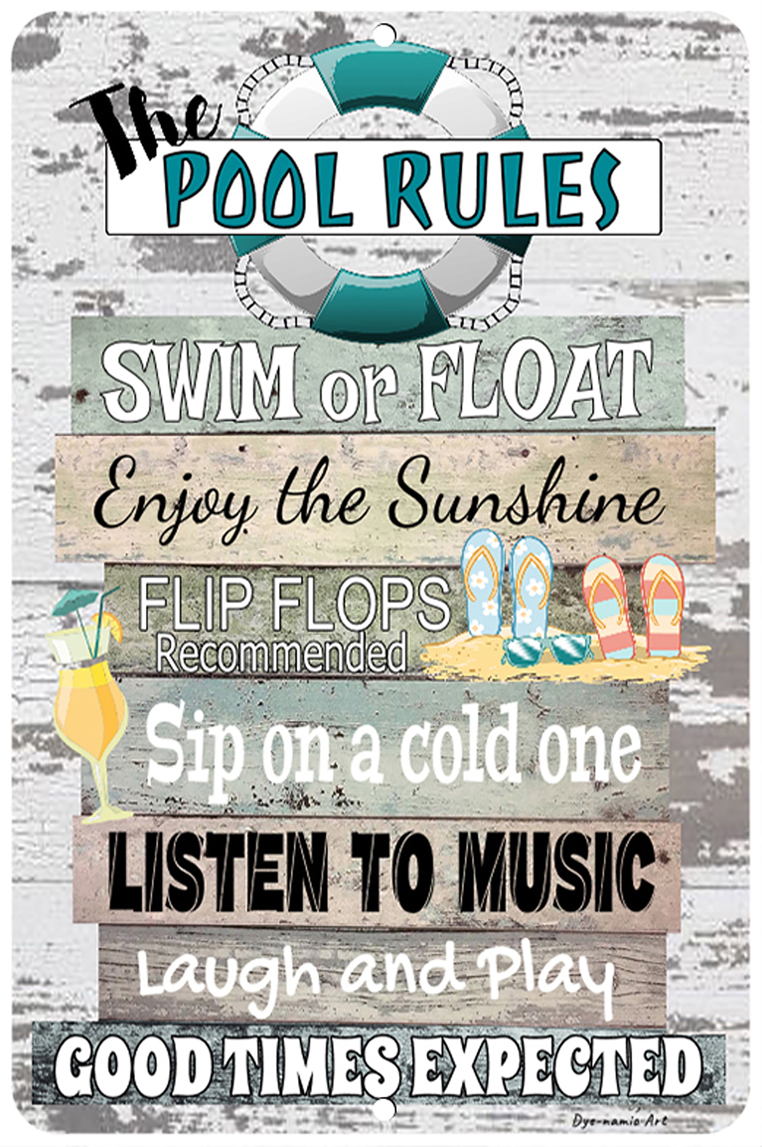 Swimming Pool Sign Backyard Metal Pool Sign Nostalgic Pool Signs Dyenamic Art Hot Tub Rules Funny Pool Indoor/Outdoor Metal Sign Aluminum Pool and Patio Decor 12x18 inch 