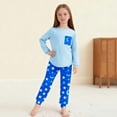 thumbnail image 5 of Cethrio Girls 2 Piece Pajama Sets, Crew Neck Long Sleeve Printed Girls' Sleepwear Loungewear Blue Size 7-8, 5 of 8