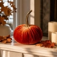 thumbnail image 4 of huayou Velvet Artificial Pumpkin 3.15x2.76 Inch Brown Velvet Pumpkin Mini Table Decor for Fall Thanksgiving Halloween Party Arrangement, 4 of 7