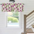 thumbnail image 4 of Kitchen Valances for Window, Vintage Farm Purple Tulips Light Filtering Rod Pocket Valance Curtain, Country Floral on Linen &nbsp;Short Curtains Window Topper for Bedroom Bathroom Living Room 60x18in, 4 of 8