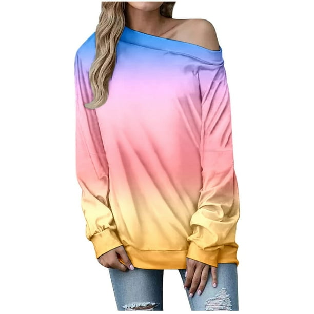 Camiseta suelta estampada a la moda para mujer, blusa de manga larga, cuello redondo, camisetas informales Pompotops FGAJ9074