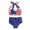 E87 Blue, variant on Likimi Toddler Girls Tankini Swimsuits With Bow Summer Halter Sleeveless 4Th Of July Print Top With Swim Bottom Fashionable Swimwear For Swim Beach Blue Size 2-3 Years