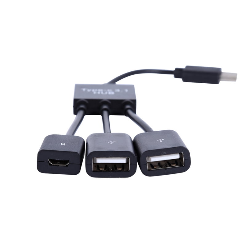 EDAL 15cm USB Type C 3.1 Male to Dual USB 2.0 Female OTG Charging Cable