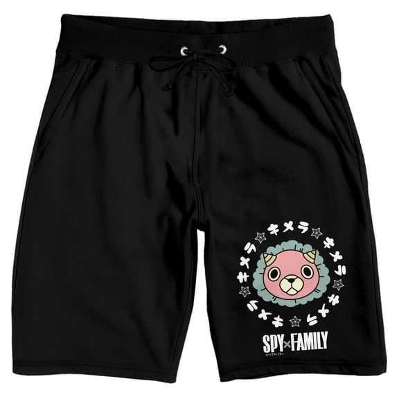 Spy x Family Chimera Face with Kanji Logo Men's Black Graphic Sleep Shorts-Medium