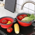 thumbnail image 4 of Passoire Pliable, Ensemble de 2 Pcs Passoire Pliable, Passoire de Cuisine Gain de Place, Passoire Pliable en Silicone de Qualité Alimentaire avec Poignée, Rouge, 4 of 4