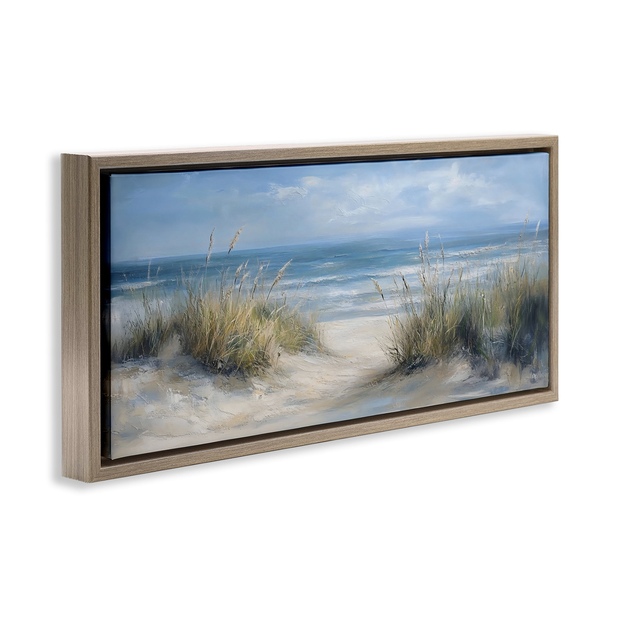 Stupell Industries Coastal Peace Dunes Brown Framed Floater Canvas Wall Art, design by LSR Design Studio