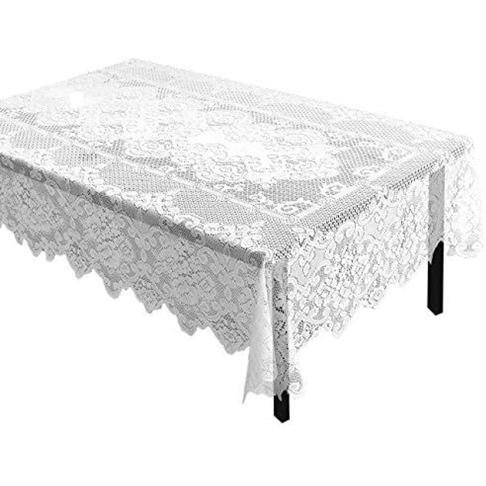 Lace Rectangular Tablecloth with Elegant Floral Patterns for Parties, Weddings, Baby Showers