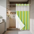 thumbnail image 4 of Summer Lemon Strips No Hook Shower Curtain with Snap in Liner Vintage Abstract Yellow Green Stripe Waterproof Bathroom Shower Curtain with See Through Top Window for Bathtub 36" x 72", 4 of 9