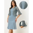 thumbnail image 2 of Unique Bargains Women's Lace Cropped Shrug Sleeveless Midi 2 Piece Party Dress Sets XS Grey Blue, 2 of 6