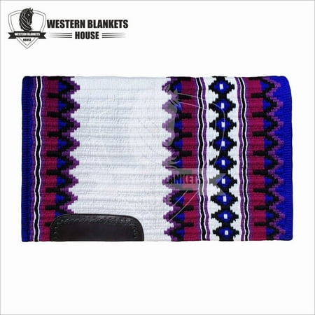 Western Blankets House Gemini 41X34 Base White & Royal Blue Burgundy