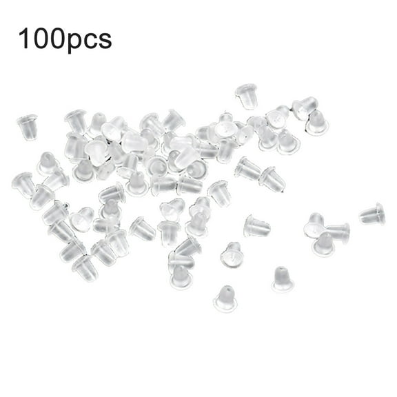 PERZOE 100Pcs Clear Soft Plastic Earring Findings Back Stoppers Earnuts Safe Tool