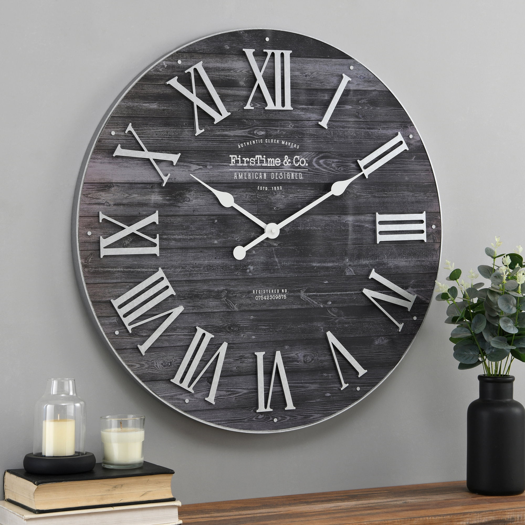 FirsTime & Co. White Emmett Shiplap Wall Clock, Farmhouse, Analog