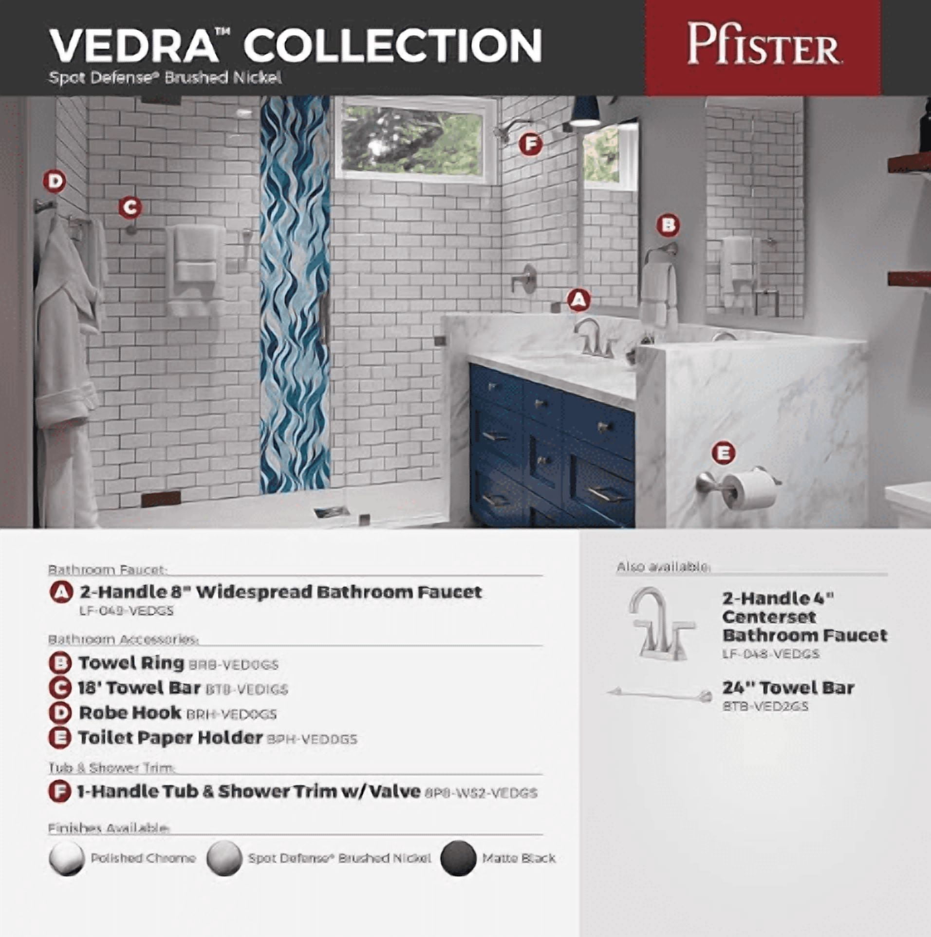 Pfister Vedra 8 in. Widespread Double Handle Bathroom Faucet in Spot Defense Brushed Nickel