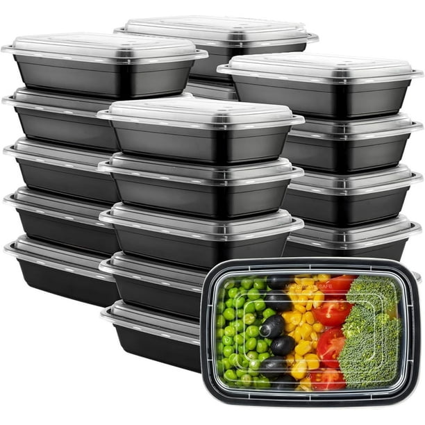 Paquete de 20 Contenedores para Alimentos con Tapa Bluelander (Sin Divisiones)