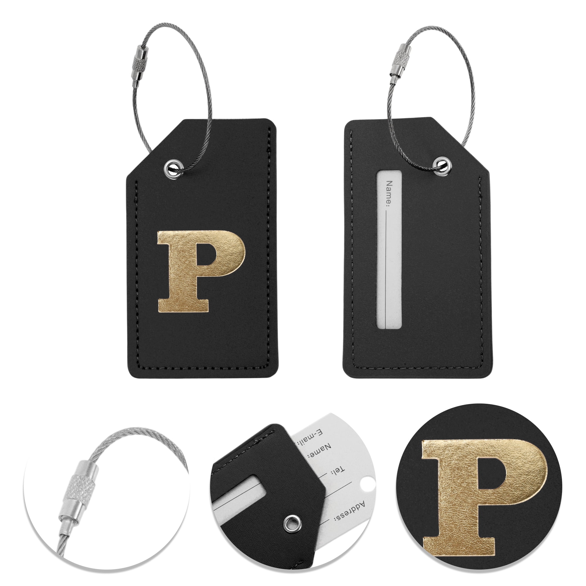 Unique Bargains 1 Pc Stylish Durable Luggage Tag for Travelling Black [Letter P]