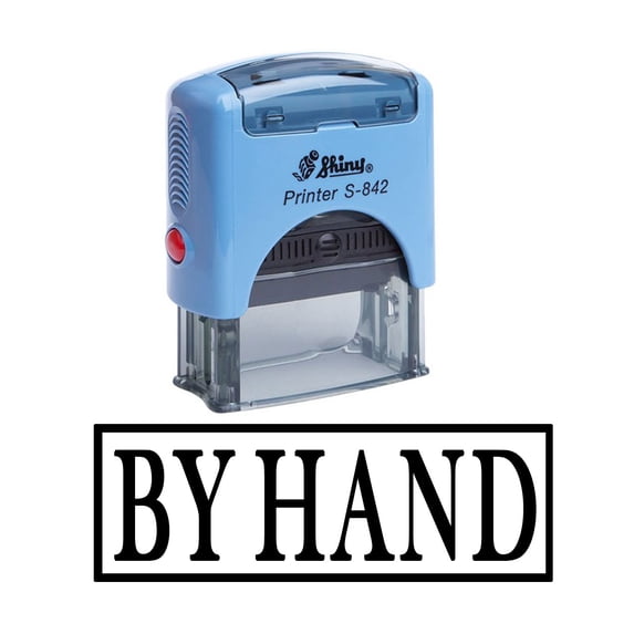 BY HAND Self Inking Rubber Stamp Office Stationary Custom Shiny Stamp
