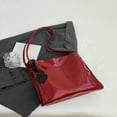 thumbnail image 3 of YOPTOP Stylish Patent Leather Tote Bag Solid Color Large Capacity Shoulder Bag Bucket Bags Underarm Bag For Daily Use,Burgundy, 3 of 6