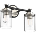 thumbnail image 7 of LIGHTINN Bathroom Dimmable Vanity Light with Cylindrical Clear Striped Glass Shade E26 Socket Base Vintage Fixture 2-Light (Black/Nickel), 7 of 7