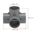 thumbnail image 2 of 4-Way Elbow Pipe Fitting,Furniture Grade,1-1/2-inch Size Tee Corner Fittings Gray 2Pcs, 2 of 3