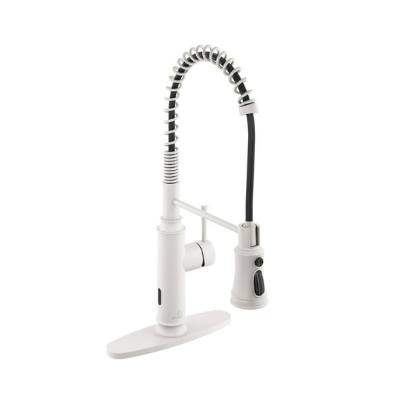 CASAINC Single Handle Kitchen Faucet with Pull Down Sprayer, Touchless Sensor, Deck Mounted, Matte White