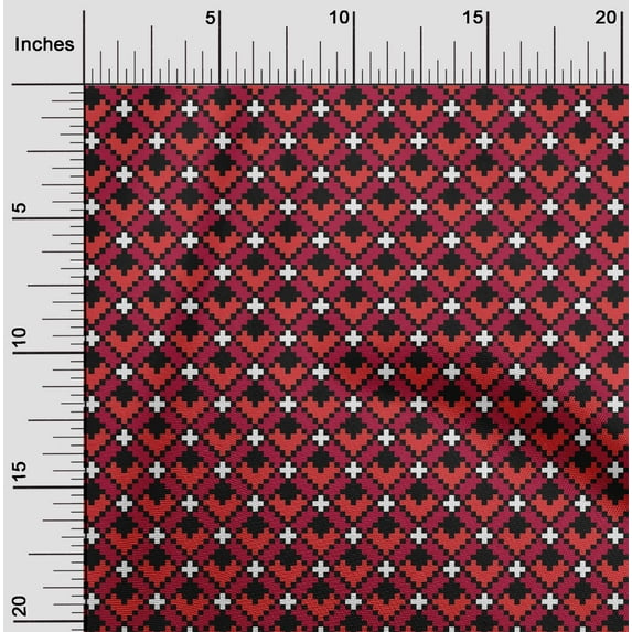 oneOone Cotton Poplin Fabric Geometric Flame Stitch_Printed Craft Fabric BTY 42 Inch Wide