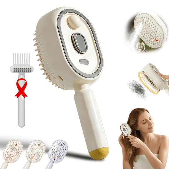 LHYXU Rechargeable Electric Steam Brush | Anti-Static | With Cleaning Brush (Beige)