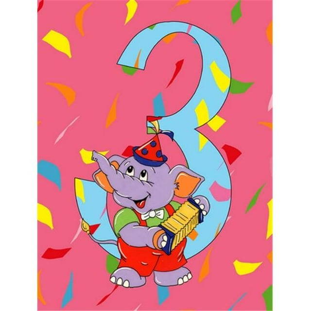 Carolines Treasures APH2160CHF Happy 3rd Birthday Age 3 Flag Canvas House Size